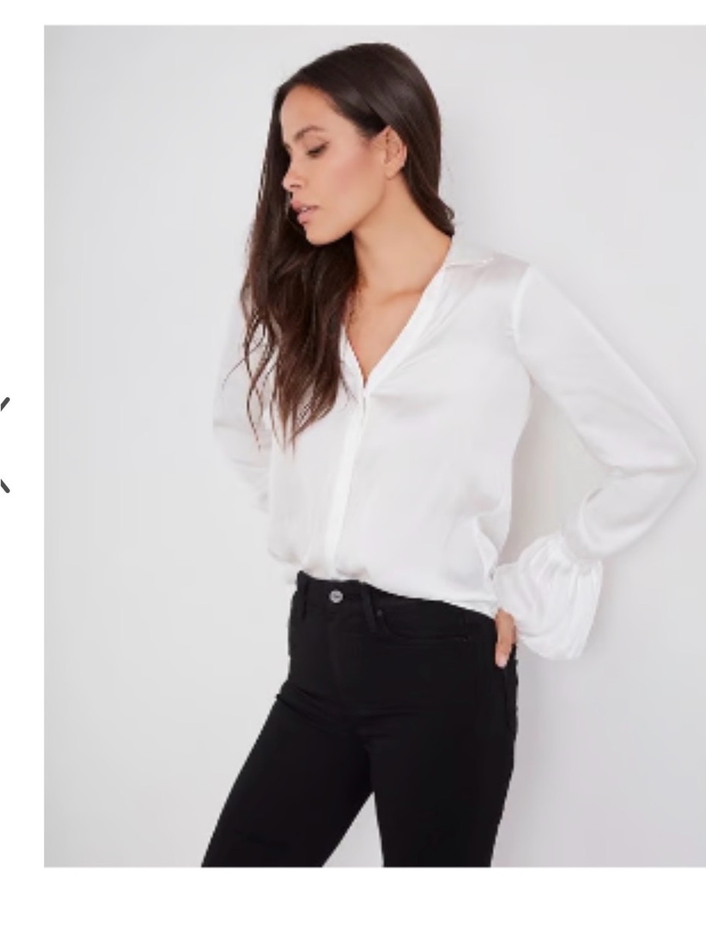 Paige Abriana Flared Cuff Shirt in White